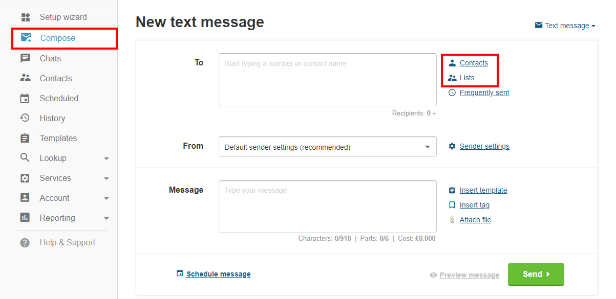 how to compose new text message at texting app
