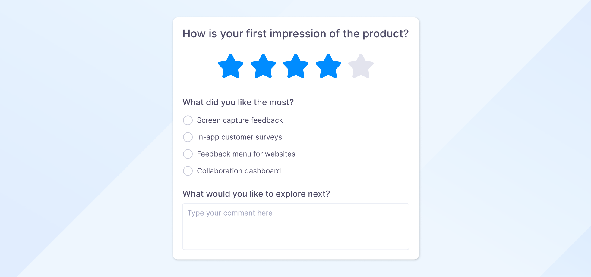 Example of 5-star rating survey