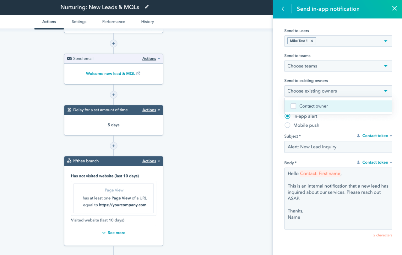 HubSpot dashboard