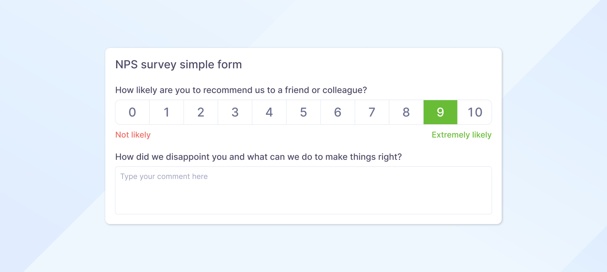 Example of NPS survey