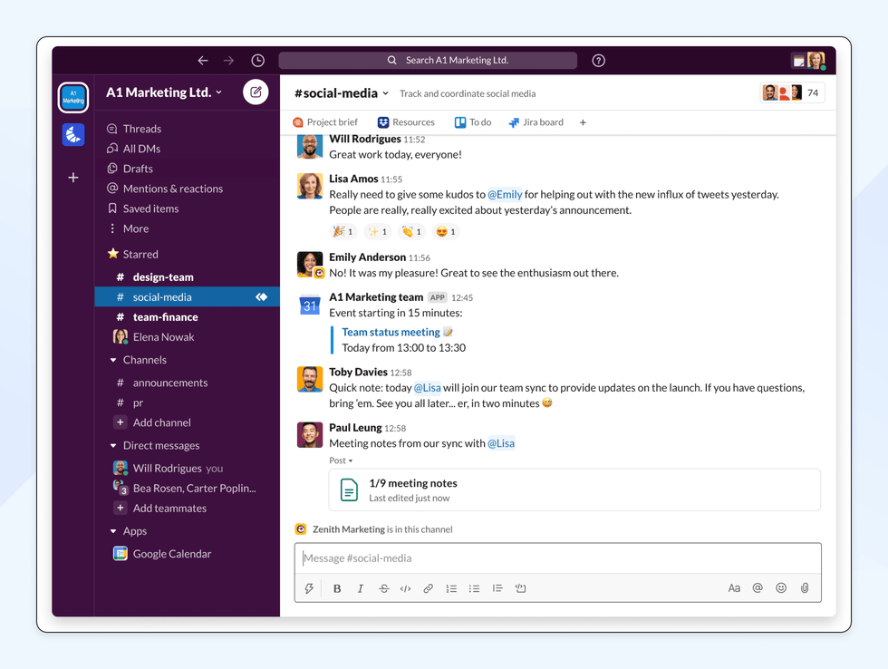 screenshot of slack