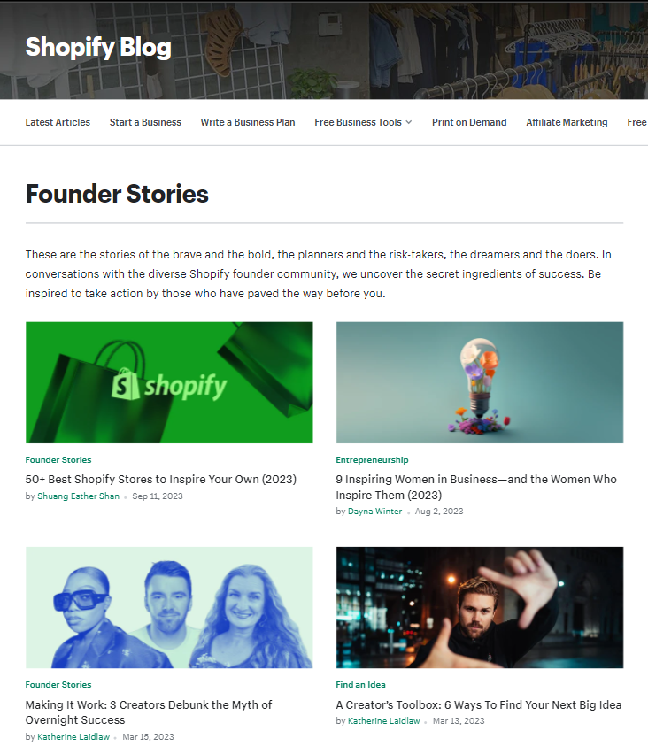 shopify blog founder stories