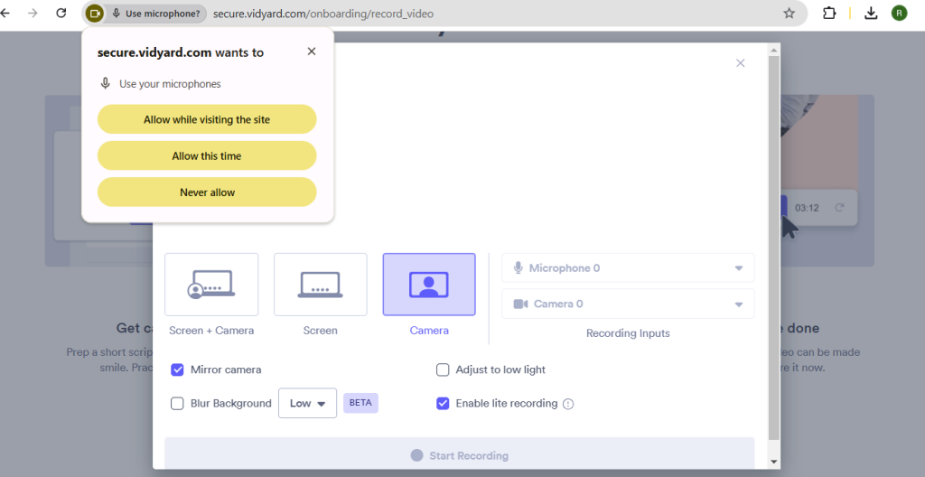 Vidyard screenshot