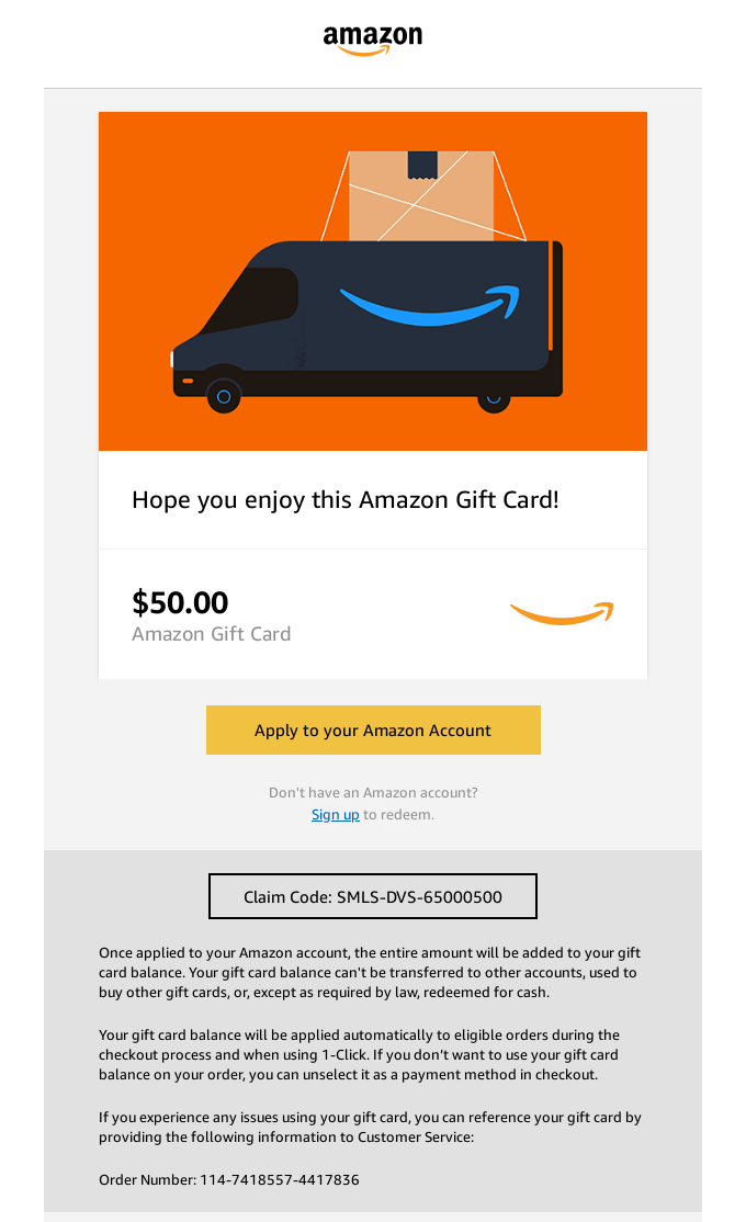 amazon gift card email