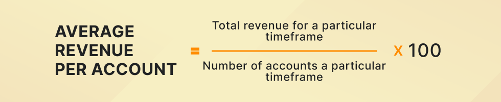 average revenue per account = total revenue / number of accounts * 100