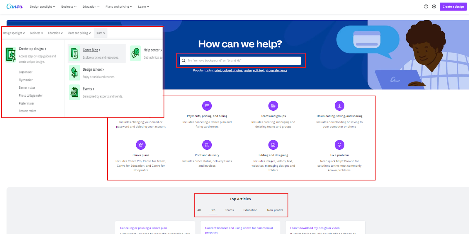 canva knowledge base example