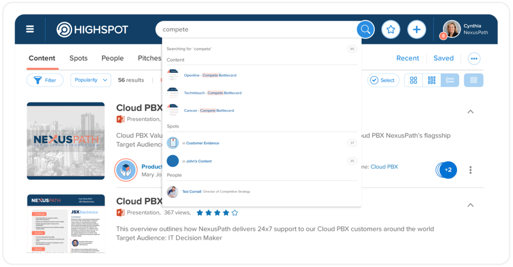 highspot dashboard