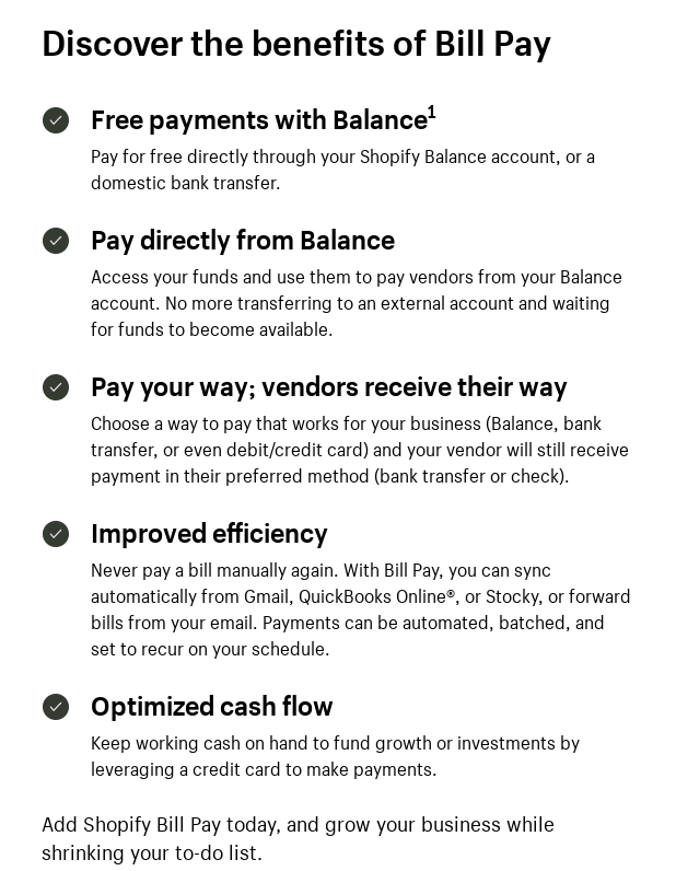 Shopify Bill Pay email part 2