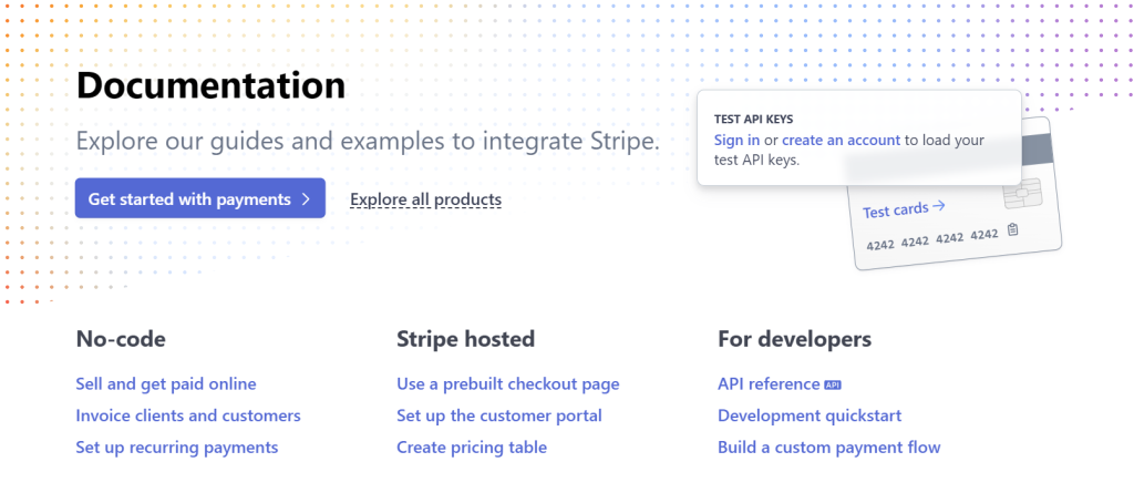 stripe API documentation screenshot