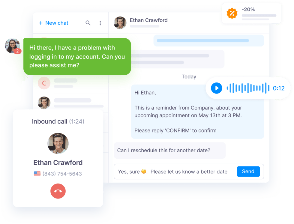 textmagic app example of receiving an inbound call 