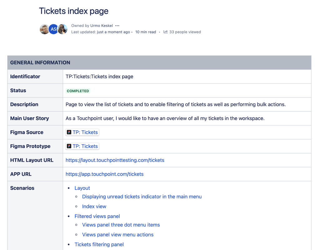 tickets index page example screenshot