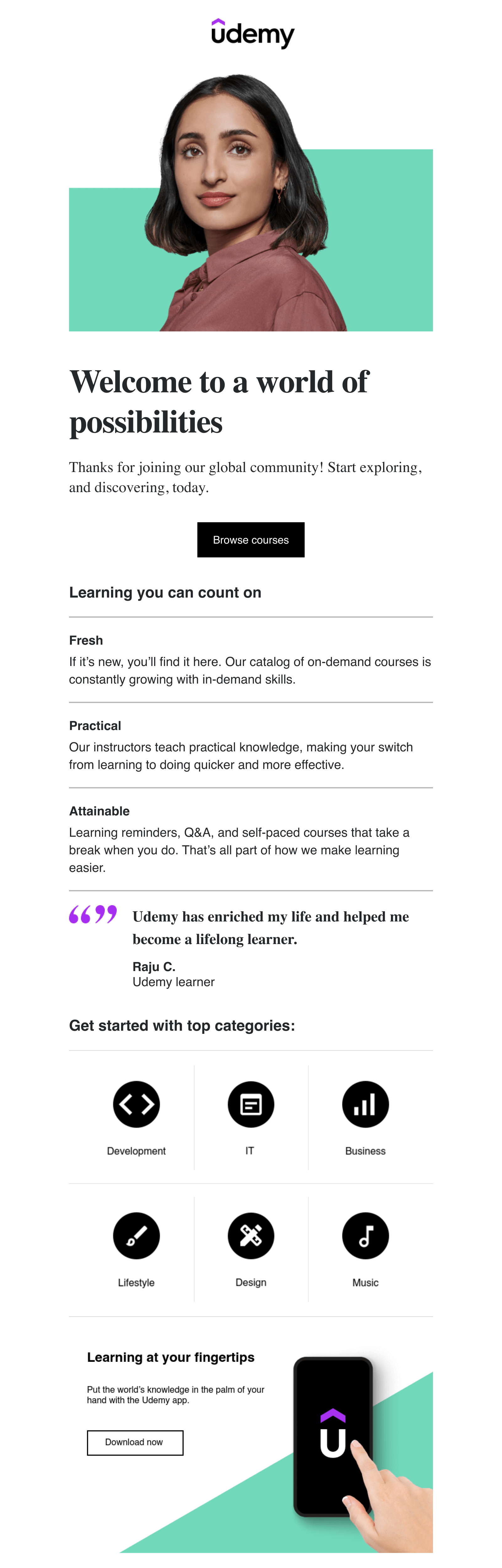 Udemy email example