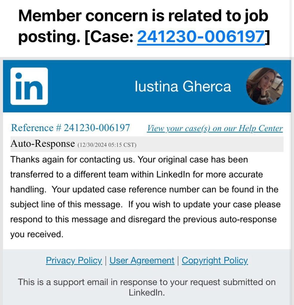 Linkedin - example of good customer service