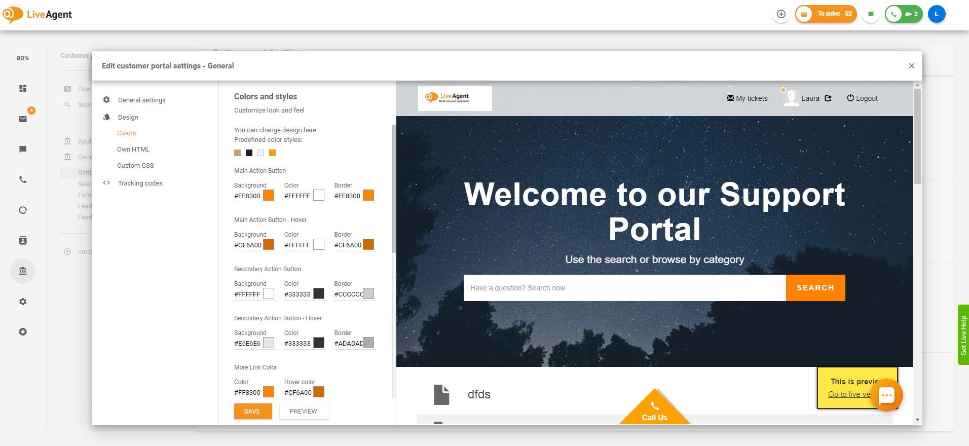 LiveAgent dashboard