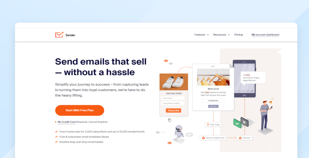 Sender homepage