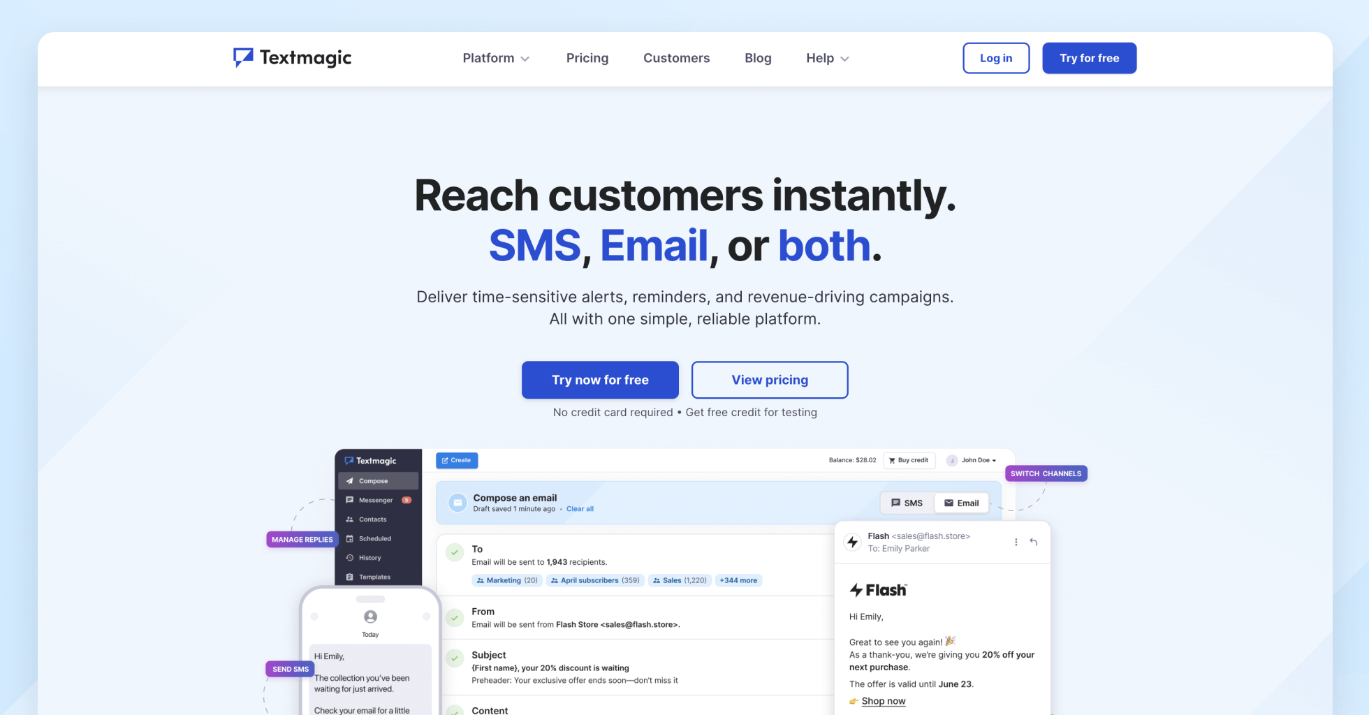 Textmagic homepage